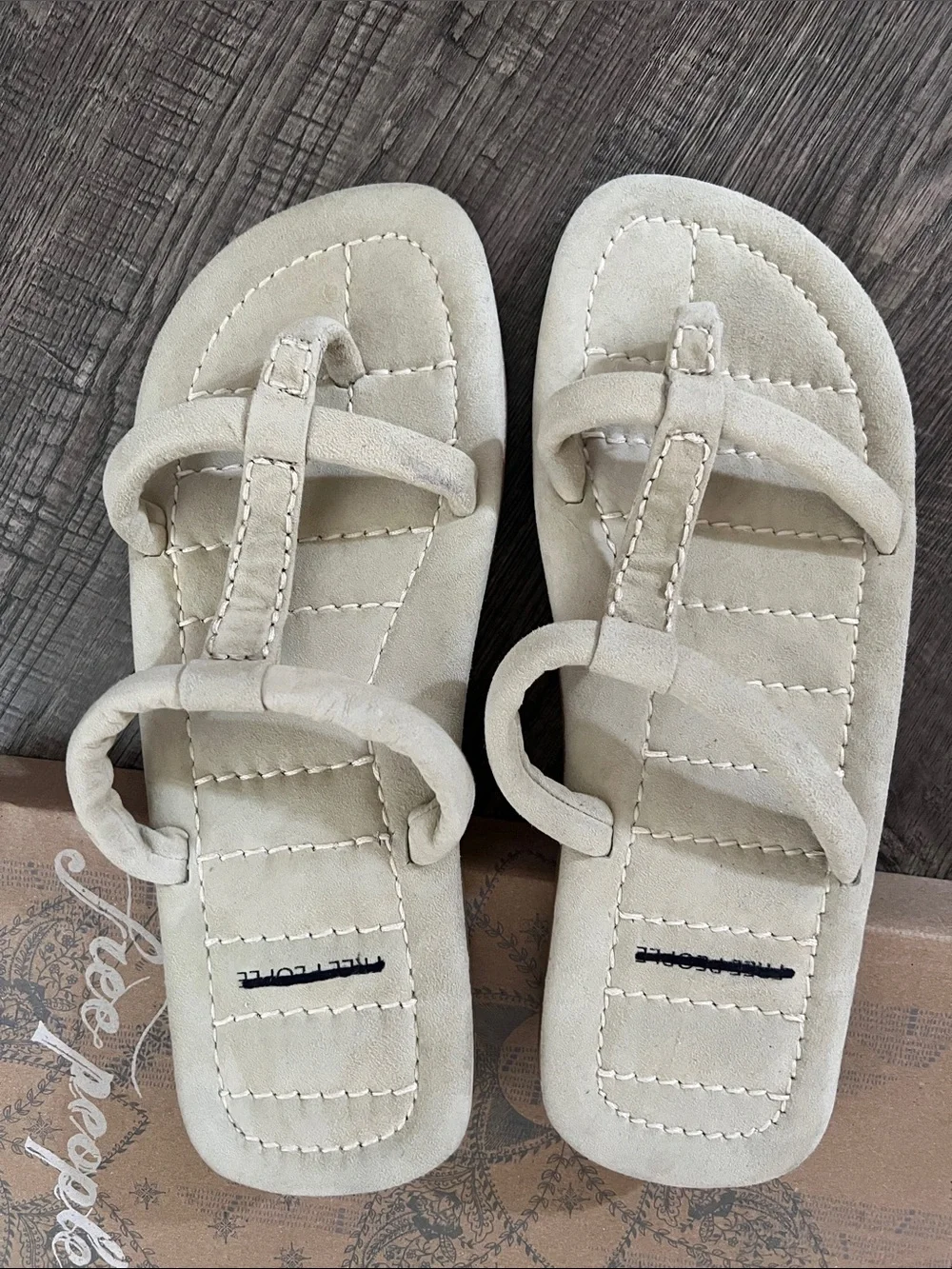 Free People Hadden Beige Suede Quilted Strap Sandals
